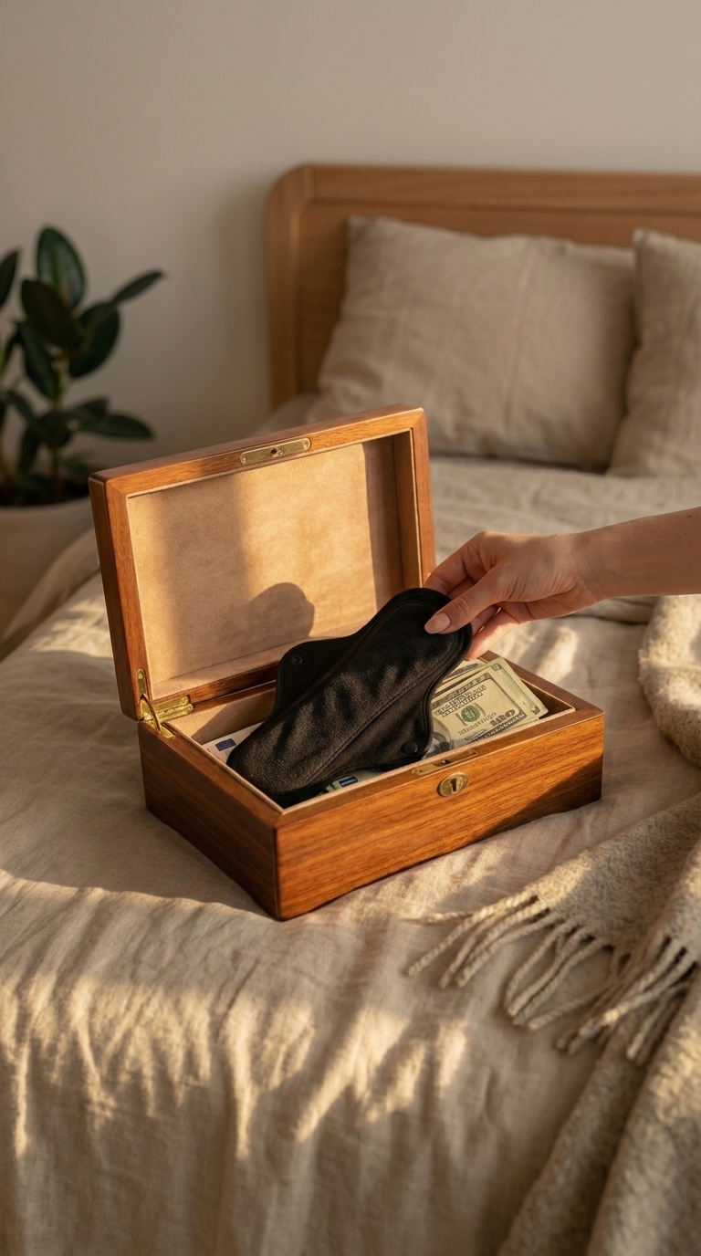 Woman's hand placing LunaSoft pad in box